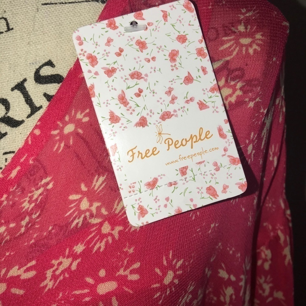 NWT- Free People Raspberry Combo Boho Midi Dress. Size XS - Picture 7 of 8